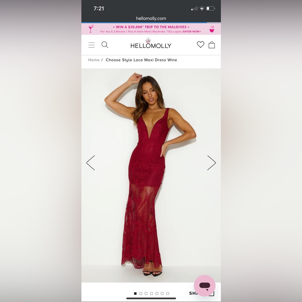 Hello Molly Wine Lace Maxi Dress